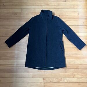 Pendleton Womens Wool Blend Funnel Neck Car Coat Charcoal Gray Full Zip Size L